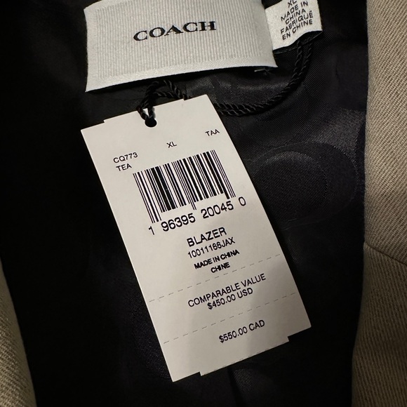 Women’s Coach Blazer oversized XL 25 inches armpits tan signature NWT - Picture 6 of 13